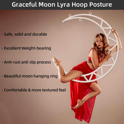 PRIOR FITNESS Aerial Moon Lyra Hoop Set, Classcial Aerial Ring Equipment with Complete Rigging Hardware, Circus Acrobatic Fitness Aerial Hoop Kit, Aerial Yoga Hoop Sling for Home,Gym, Club