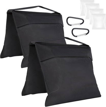 Rindion 2 Pack Sand Bags, Black Sand Bags for Weight, Heavy Duty Sandbags for Umbrella Base, Photography Video Equipment, Light Tripod, Fishing Chair, Sports, Backdrop Stand, Camping, Tent