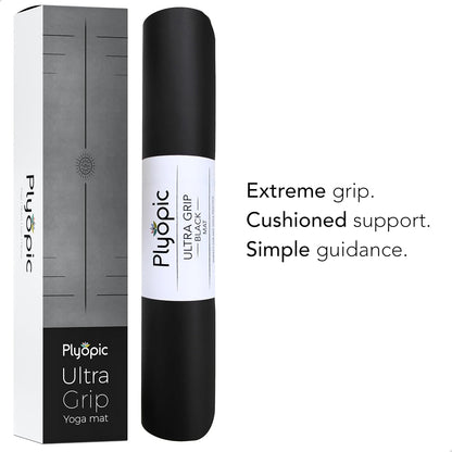 Plyopic. Ultra-Grip Pro Yoga Mat – EXTREME Non-Slip Performance - Dry & Wet Grip - Alignment Lines - Comfortable & Sweat Resistant - For Yoga, Pilates, Exercise, Workout, Bikram & Hot Yoga