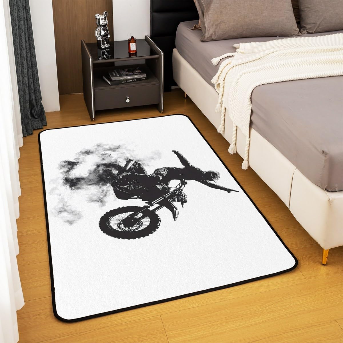 Feelyou Dirt Bike Area Rug 3x5 Kids Extreme Sports Green Honeycomb Living Room Rugs for Bedroom Boys Girls Teens Racing Motocross Rider Decorative Carpet Rug Non-Slip Motorcycle Indoor Floor Mat