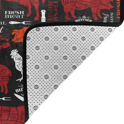 Meat Cuts Diagrams for Butcher Shop Super Soft Flannel Area Rug - Multi-Use Floor Mat for Bedroom, Yoga Corner & Play Spaces