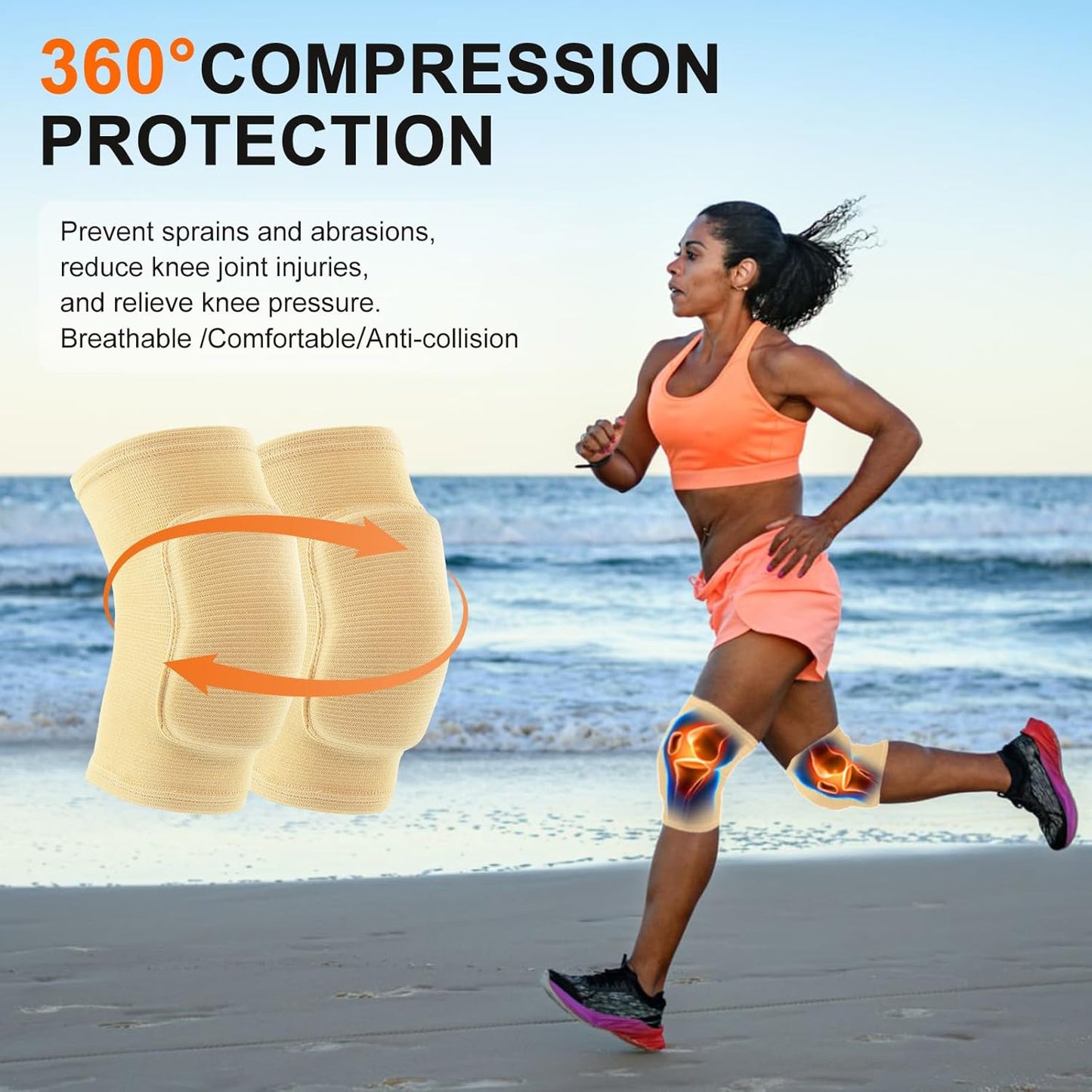 HISFFOG Volleyball Knee Pads for Women, Men, Youth, Girls, Kids, Knee brace for Volleyball Basketball Football Dance Yoga Tennis Running Cycling Workout Climbing Wrestling