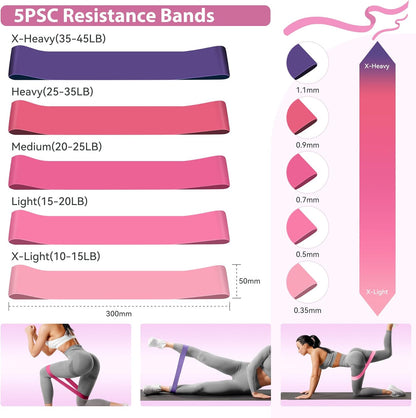 HASHMUST Pilates Ring Kit 12 PCS for Women, Home Workout Equipment with Magic Circle, Mini Exercise Ball, Resistance Bands, Massage Lacrosse, Yoga Strap, Full-Body Fitness Set for Toning & Gift