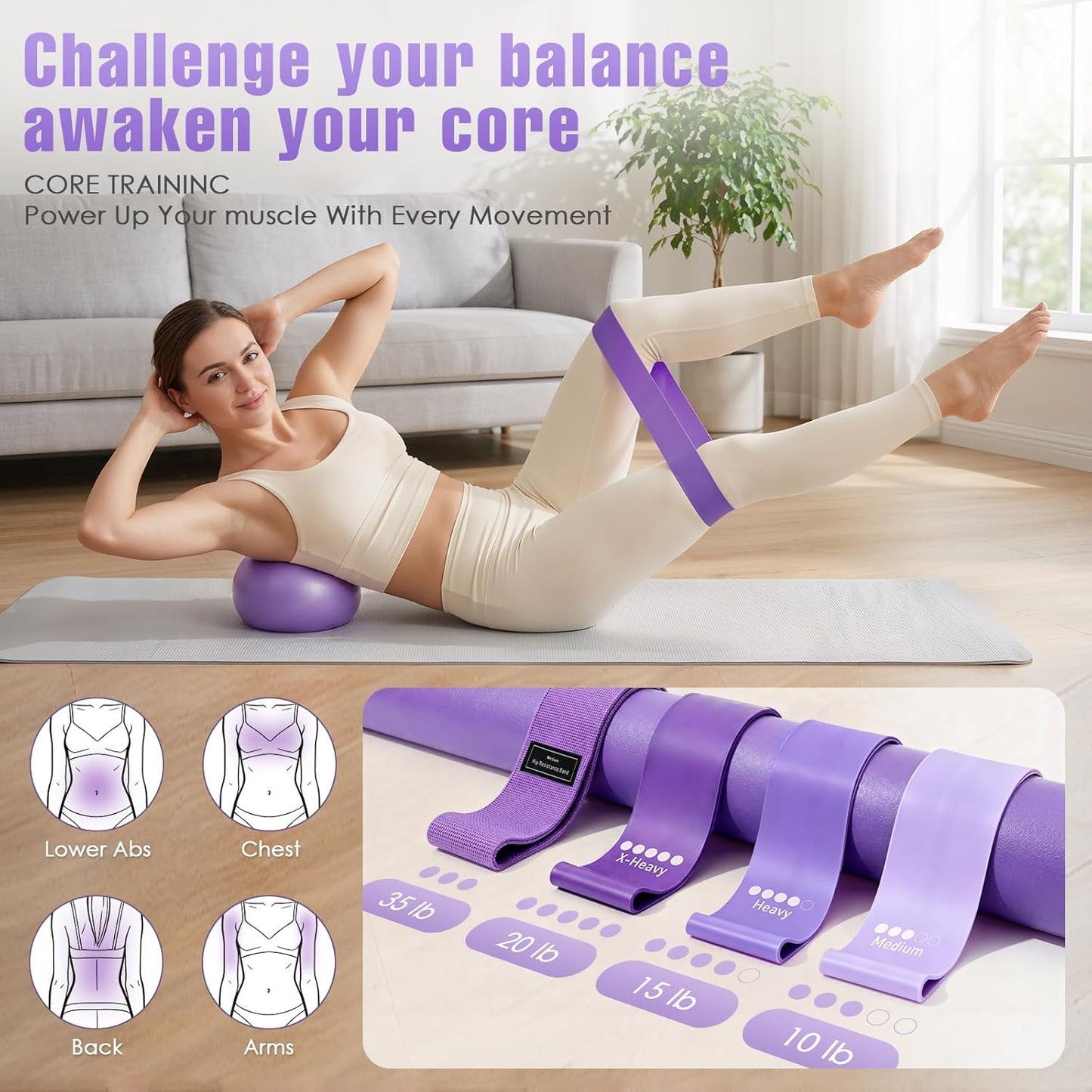 Pilates Kit, Pilates Equipment for Home Workouts, Home Pilates Essentials Kit for Women with Pilates Ring and Ball Set, Socks, Ankle Resistance Bands with Cuffs, Resistance Band and Massage Ball