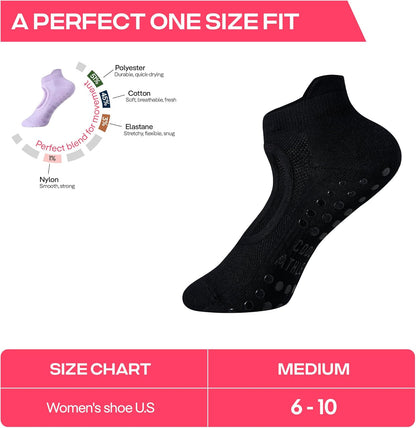 COOLMATE Pilates Socks with Grips for Women, Yoga Socks, Crew Non Slip Women for Barre, Pilates Gifts for Women - Colors A