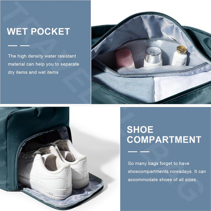 Small Gym Bag with Shoe Compartment, Workout Sport Duffle Bag for Women Travel, Waterproof Shoulder Overnight Bags Lightweight Carry on Tote Bags for Swim, Yoga, Dance