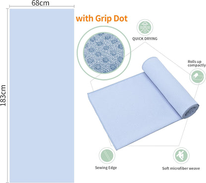 2 Pack Hot Yoga Towel with Grip Dot, Non-Slip Mat Towel,Yoga Mat Towe Sweat Absorbent Towel for Hot Yoga,Bikram, Pilates
