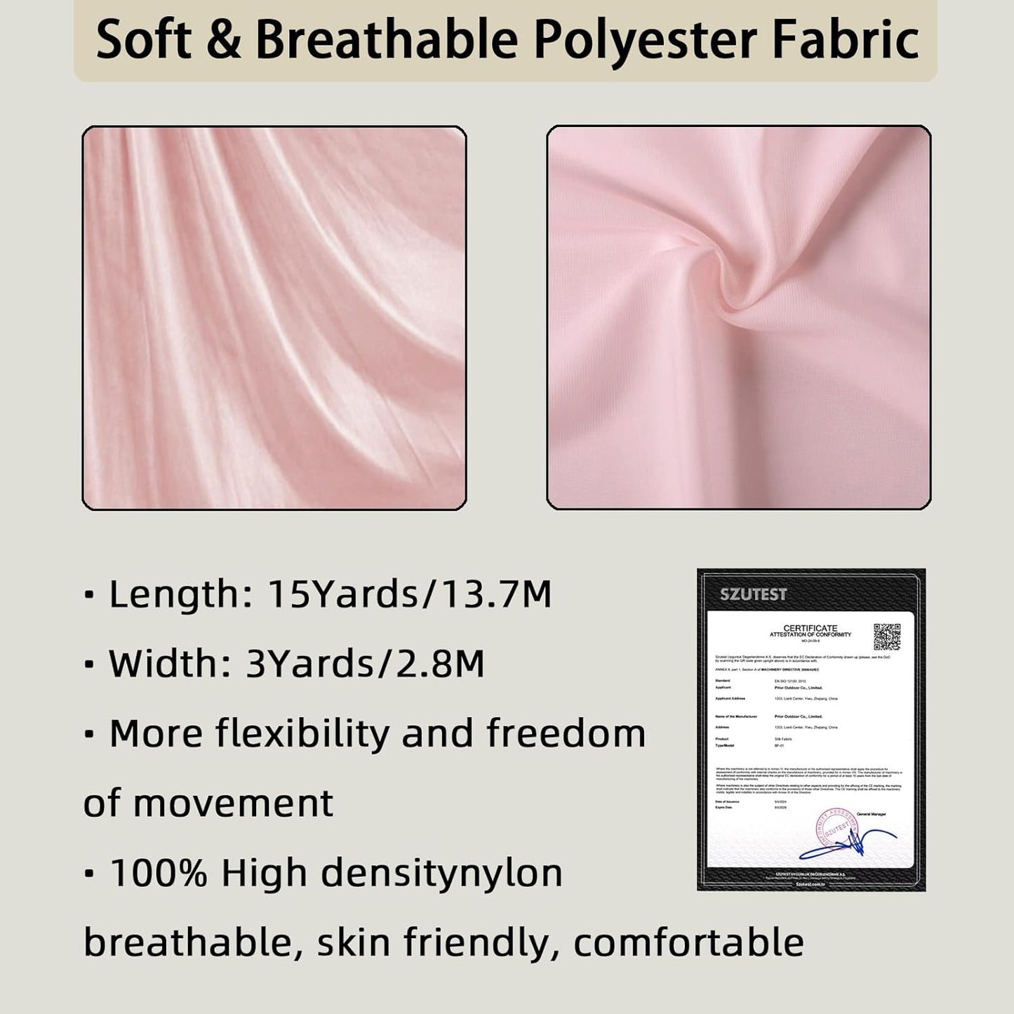 Aerial Silk (15/25 Yards), Premium Aerial Yoga Silks Fabric Perfect for Indoor/Outdoor Aerial Performances and Training (Only Fabric)