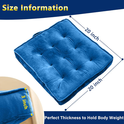 1 MIDDLE ONE Floor Pillow Set of 2, Memory Foam Meditation Cushion, Floor Cushions for Adults Sitting, Large Square Seat Cushions for Yoga, Living Room, 20x20 Inch (Grey)