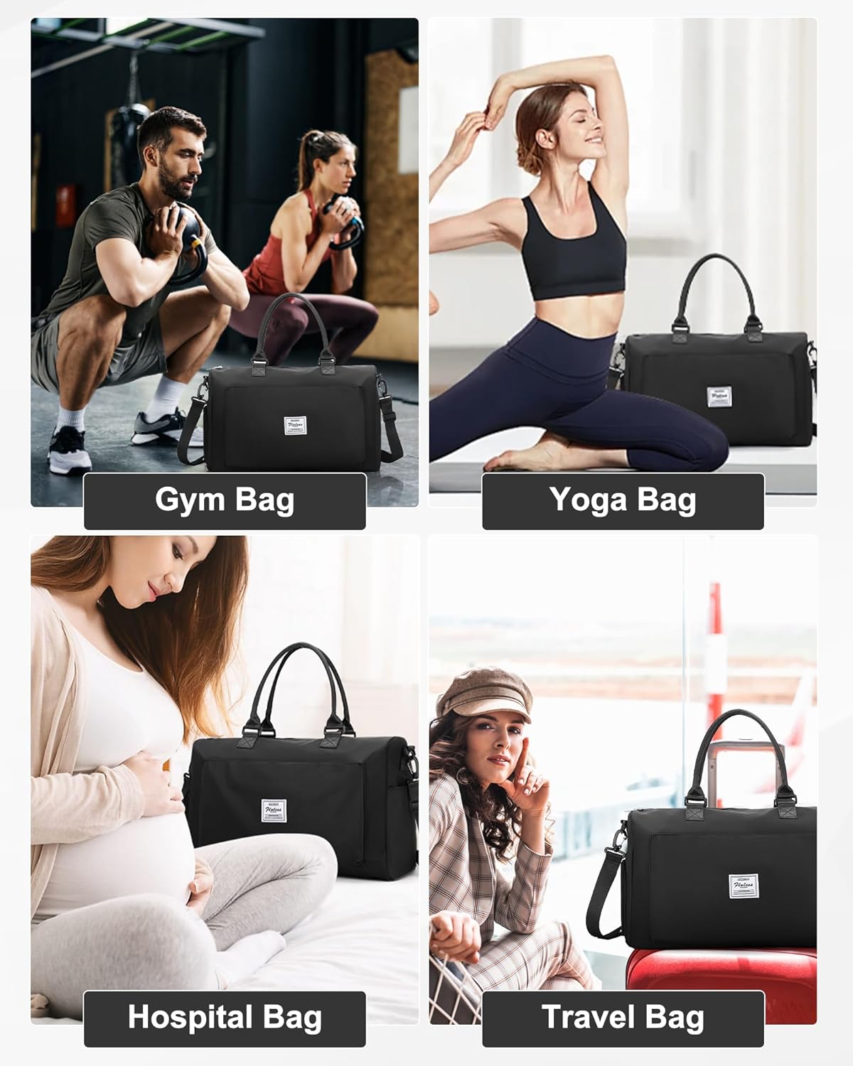Gym Bag Womens Mens with Shoes Compartment and Wet Pocket Travel Duffel Bag for Women for Plane Sport Gym Tote Bags Swimming Yoga Waterproof Weekend Overnight Carry on Bag Hospital Holdalls - Colors B