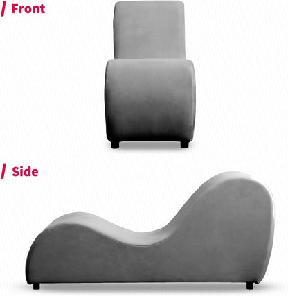 MUZZ Yoga Chairs for Adults, Velvet Yoga Chaise Lounge for Adult Exercise, Stretching, Relaxation, Modern Curved Tantra Chairs for Bedroom,Living Room(Dark Grey)