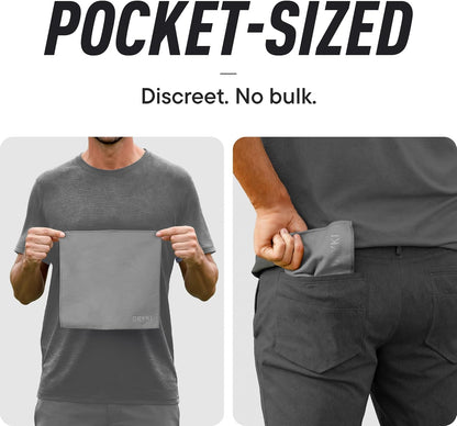 DRYKI Pocket-Sized Sweat Towels - The Original Sweat Absorbing Handkerchiefs - Quick-Dry Microfiber Sweat Rags for Face, Hands, & Body - Men & Women - Gym, Sports, and Work (Blue: 5 Pack)