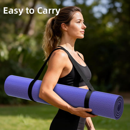 Extra Wide Yoga Mat, 72"x40"x0.4"Thick, Large Exercise Mat, Oversized Non Slip Workout Mat with Strap for Yoga, Pilates, Fitness, Home Gym Studio