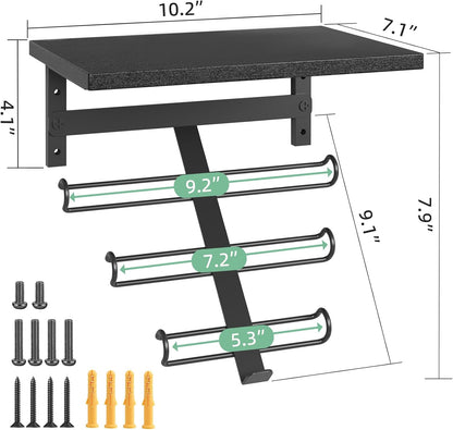 TJ.MOREE 2 Tier Floating Shelf Compatible with Tonal Accessories, T-Bracket Lock Adapters Hanger, Wall Mount Home Gym Storage Rack for Fitness Equipment