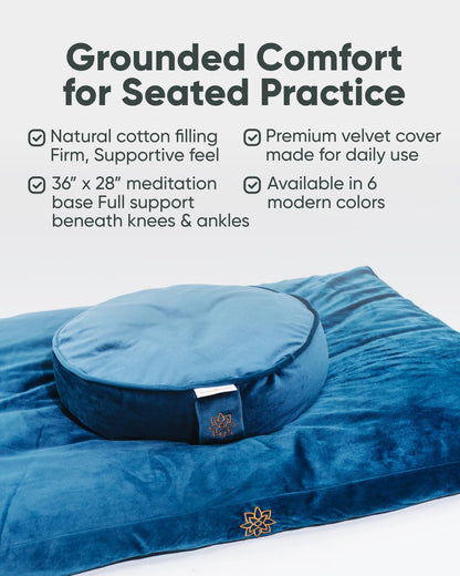 Mindful & Modern Zabuton Meditation Mat - Cotton Filled Yoga and Meditation Pad - Zabuton Meditation Cushion for Kneeling and Sitting Support - Large Rectangular Sitting Floor Pillow for Bench or Zafu