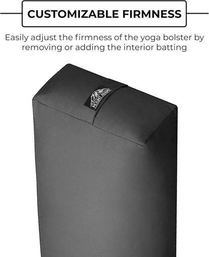 Mount Adams Rectangular Yoga Bolster for Restorative Yoga, 24" x 10" x 5", 6 lbs, 100% Cotton Rectangular Pillow with Handles, Dense, Firm Yoga Pillow and Cushion for Home or Studio