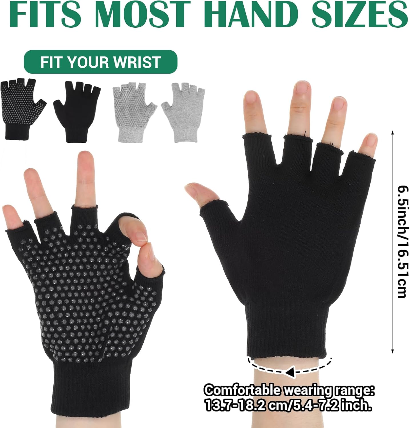 Ymapinc 2 Pairs Yoga Gloves for Women, Workout Grip Fingerless Gloves for Pilates Gym, Non-Slip Breathable Exercise Fitness Gear for Home & Gym Training