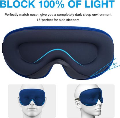 LYSIAN 3D Sleep Mask for Side Sleepers, Blackout Eye Mask with No Pressure on Eyes, Adjustable Comfortable Blindfold with 5 Pairs of Ear Plugs for Sleeping, Travel, Nap, Purple