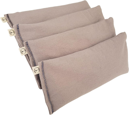 Pack of (4) Unscented Organic Flax Seed Eye Pillows 8.5 x 4 Soft Cotton Flannel - Soothing & Relaxing - Yoga Massage Sleep Meditation