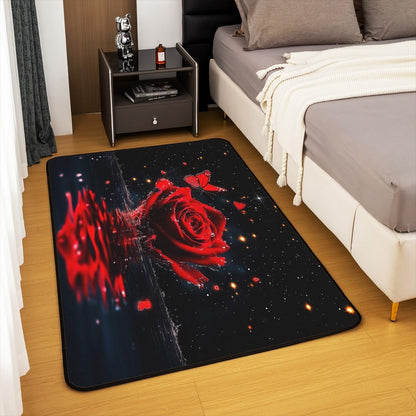 Feelyou Floral Rose Indoor Floor Mat Set,Romantic Blue Rose Rugs for Living Room Bedroom Area Rug 3x5,Boys Girls,Botanical Flower Rose Accent Rug Doormats Floor Mat for All Season