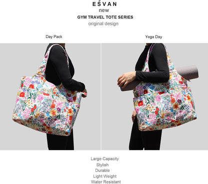ESVAN Yoga Tote Bag Mat bag Women Shoulder Bags Carryall Tote for Travel Office Workout Gym Nurse Beach