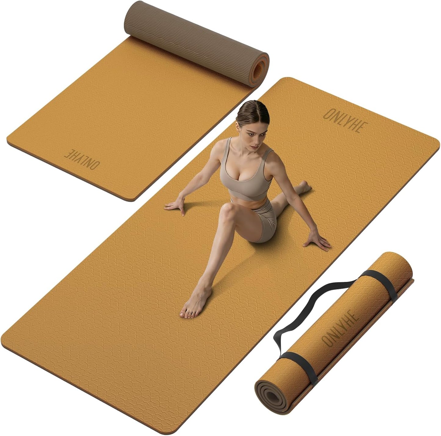 Yoga Mat Thick(10mm) Exercise Mat Non Slip Anti-tear,72"x35" Extra Large Pilates Mats for Home Workouts, Gym & Floor Stretching with Carrier Strap