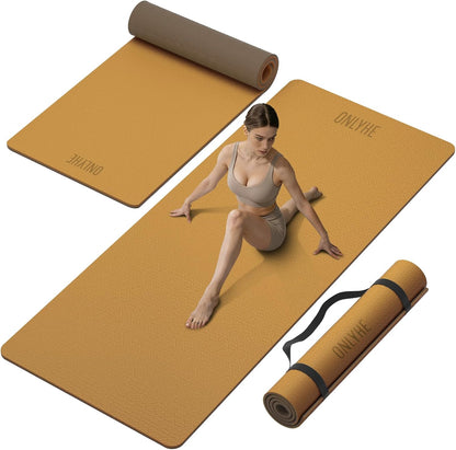 Yoga Mat Thick(10mm) Exercise Mat Non Slip Anti-tear,72"x35" Extra Large Pilates Mats for Home Workouts, Gym & Floor Stretching with Carrier Strap