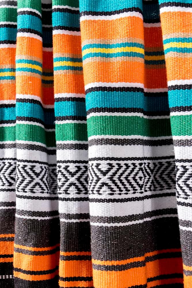 Airooglee 69" L x 51" W Large Mexican Blanket - Perfect as Yoga Outdoor Beach Serape Picnic Camping Woven Blanket, Boho Home Décor - Red