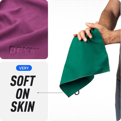 DRYKI Pocket-Sized Sweat Towels - The Original Sweat Absorbing Handkerchiefs - Quick-Dry Microfiber Sweat Rags for Face, Hands, & Body - Men & Women - Gym, Sports, and Work (Blue: 5 Pack)