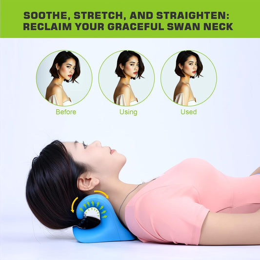 Neck Stretcher Cervical Traction Pillow with Magnetic Therapy Acupressure, Neck and Shoulder Relaxer for TMJ Pain Relief, C-Shaped Arch Design Chiropractic Pillow, Spine and Neck Corrector