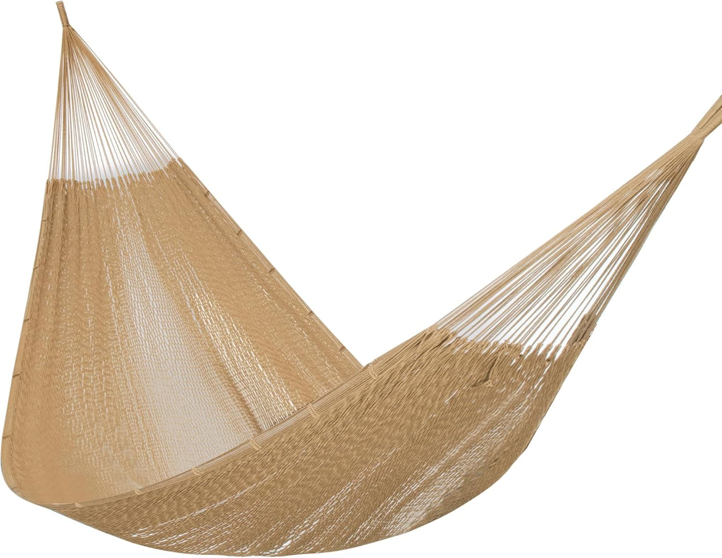 PNAEUT Handwoven Mayan Hammocks, Double Rope Hammock for Outdoor Outside & Indoor, Thick Soft 600 lbs Capacity Heavy-Duty, Includes Tree Straps, Carabiners & Carrying Bag (Nature, X-Large)