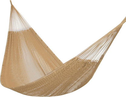 PNAEUT Handwoven Mayan Hammocks, Double Rope Hammock for Outdoor Outside & Indoor, Thick Soft 600 lbs Capacity Heavy-Duty, Includes Tree Straps, Carabiners & Carrying Bag (Nature, X-Large)