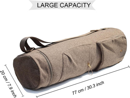 ESVAN Yoga Mat Bag with Multi Pockets Drawstring Yoga Mat Carrier Pilates Exercise Multi-Functional Storage Bag