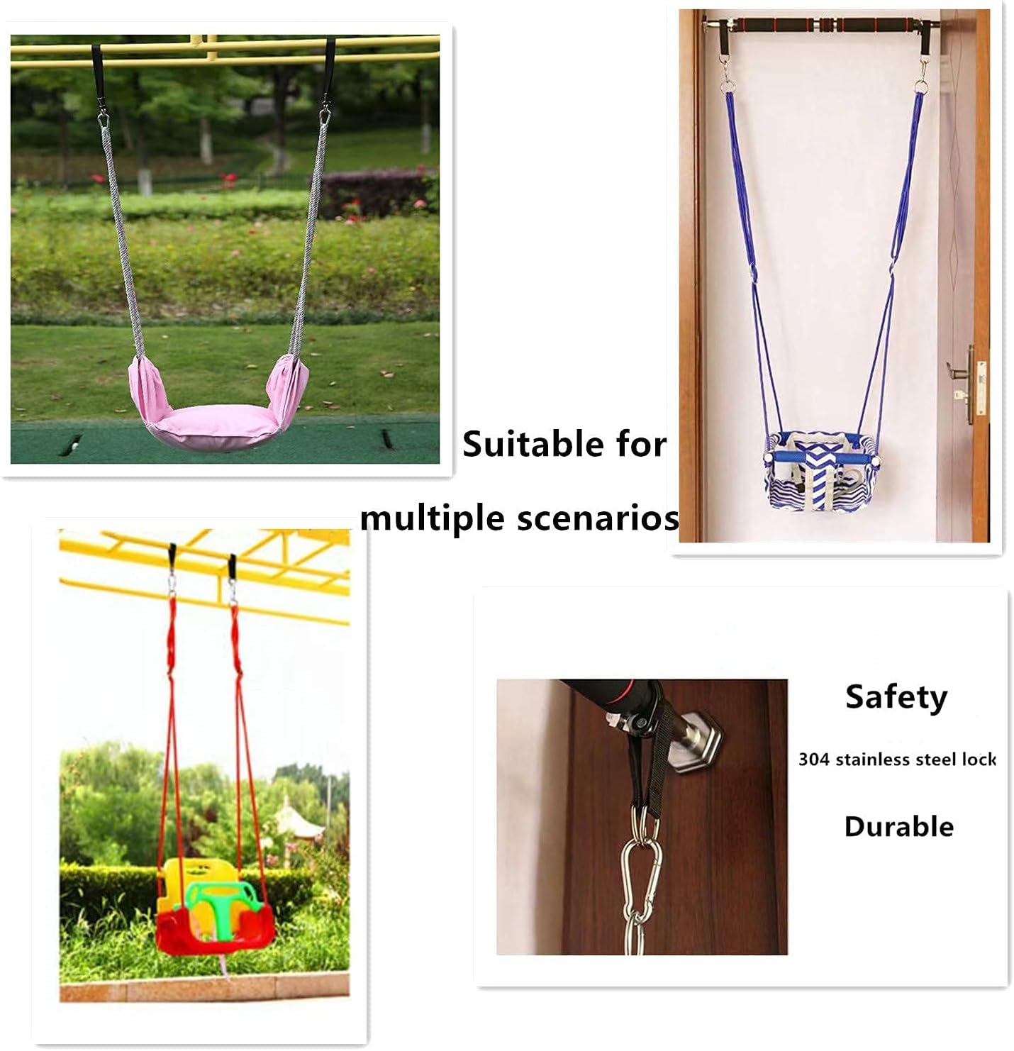 Short Straps Tree Swing Strap Hanging Kit,Hammock Straps 2 Pcs 9.84inches with 2 Pcs Heavy Duty Hook Clasps for Swing Hammocks Yoga Seat Sandbags Gym Equipment Pulley System
