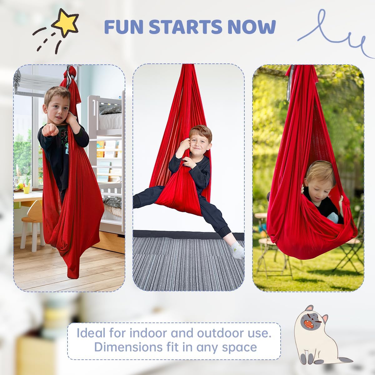Aokitec Therapy Swing for Kids with Special Needs (Hardware Included) Snuggle Swing Cuddle Hammock Indoor Adjustable Aerial Yoga for Children with Autism, ADHD, Asperger, Sensory Integration