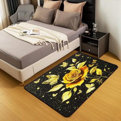 Feelyou Floral Rose Indoor Floor Mat Set,Romantic Blue Rose Rugs for Living Room Bedroom Area Rug 3x5,Boys Girls,Botanical Flower Rose Accent Rug Doormats Floor Mat for All Season