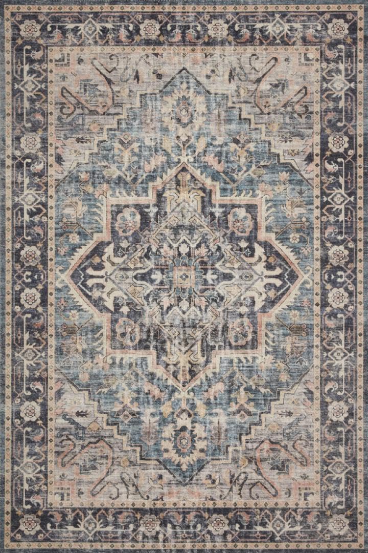 Loloi Hathaway Collection HTH-06 Blush/Multi 2'-6" x 7'-6", .25" Thick, Runner Rug, Soft, Durable, Printed, Modern, Low Pile, Non-Shedding, Easy Clean, Living Room Rug