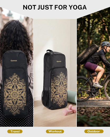 Gonex Yoga Mat Bag, 2 Carry Ways Yoga Backpack with Wet Compartment Metal Zippers for Women Men, Large Capacity Yoga Mat Carrier for Yoga, Gym, Travel