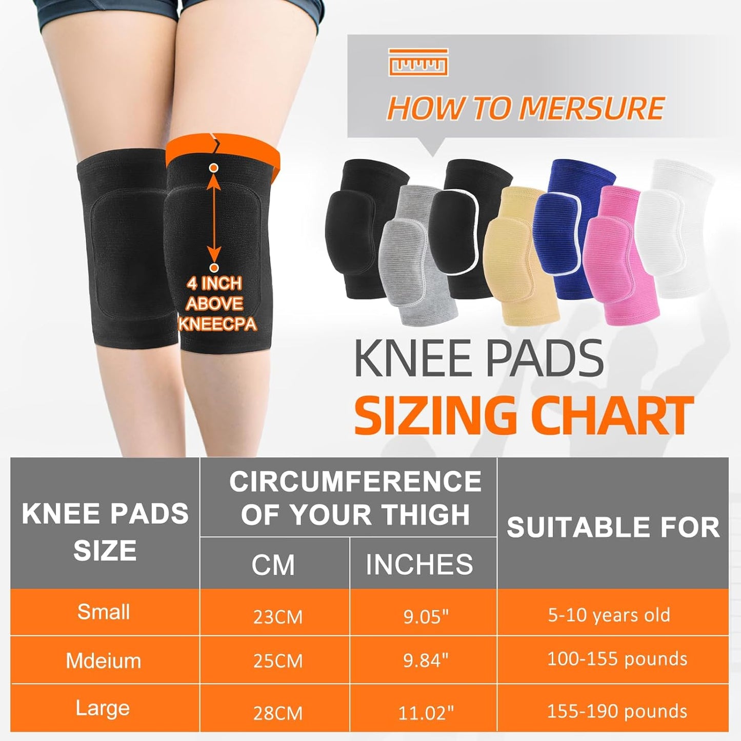 HISFFOG Volleyball Knee Pads for Dancers, Soft Breathable Knee Pads for Men Women Younth Girls Kids Knees Protective, Knee Braces for Volleyball Football Dance Yoga Wrestling Running Cycling