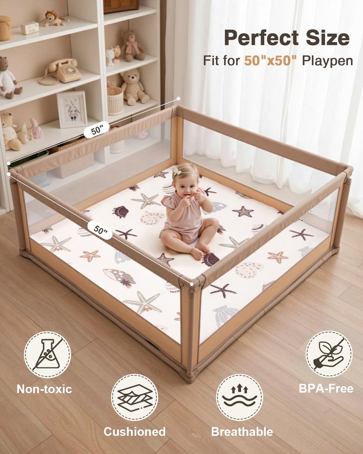 Large Thick Baby Play Mat for Floor,Padded Foam 59x79 Playpen Mat,Soft Support&Plush Feel Nursery Kids Rug,Non Slip for Toddler,Infants,Kids Playroom,Yoga,Baby Crawling,Tummy Time (Light Grey)