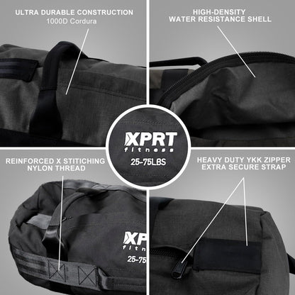 XPRT Fitness Workout Sandbag for Heavy Duty Workout Cross Training 7 Multi-positional Handles - Color Army Green/Black/Camo