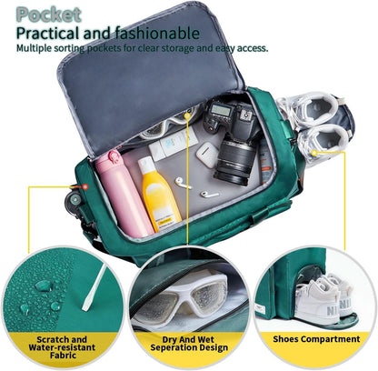 FIORETTO Women's Gym Duffle Bag with Shoes Compartment, 30L Capacity, Ideal for Travel, Gym, Sports, Duffel, Weekender