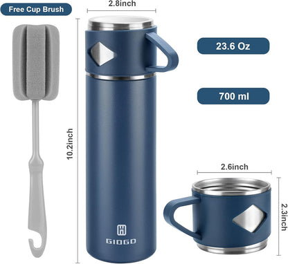 Stainless Steel Thermo 500ml/16.9oz Vacuum Insulated Bottle with Cup for Coffee Hot drink and Cold drink water flask.(Pink,Set)