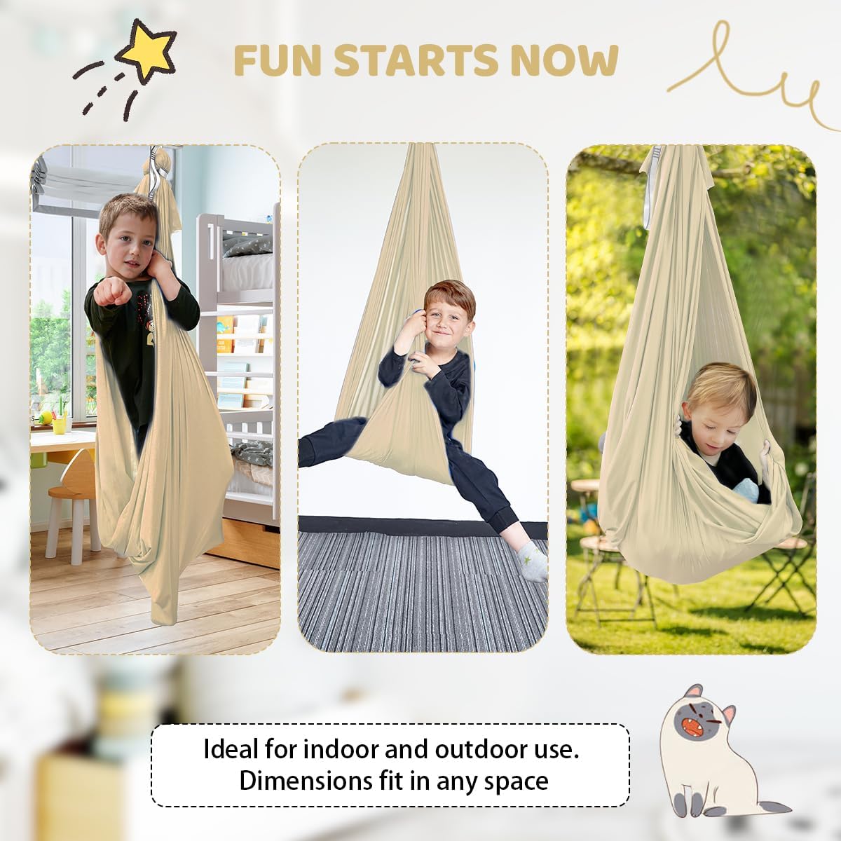 Aokitec Therapy Swing for Kids with Special Needs (Hardware Included) Snuggle Swing Cuddle Hammock Indoor Adjustable Aerial Yoga for Children with Autism, ADHD, Asperger, Sensory Integration