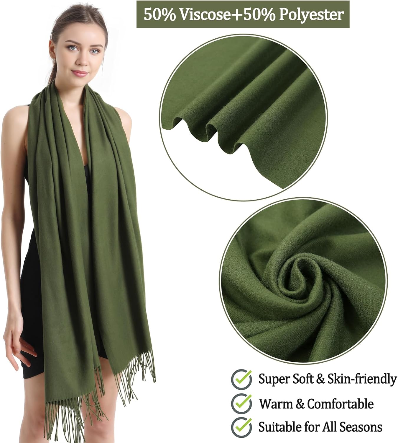 Pashmina Scarf and Shawl - Soft Women Pashminas Wrap for Wedding Evening Party dresses