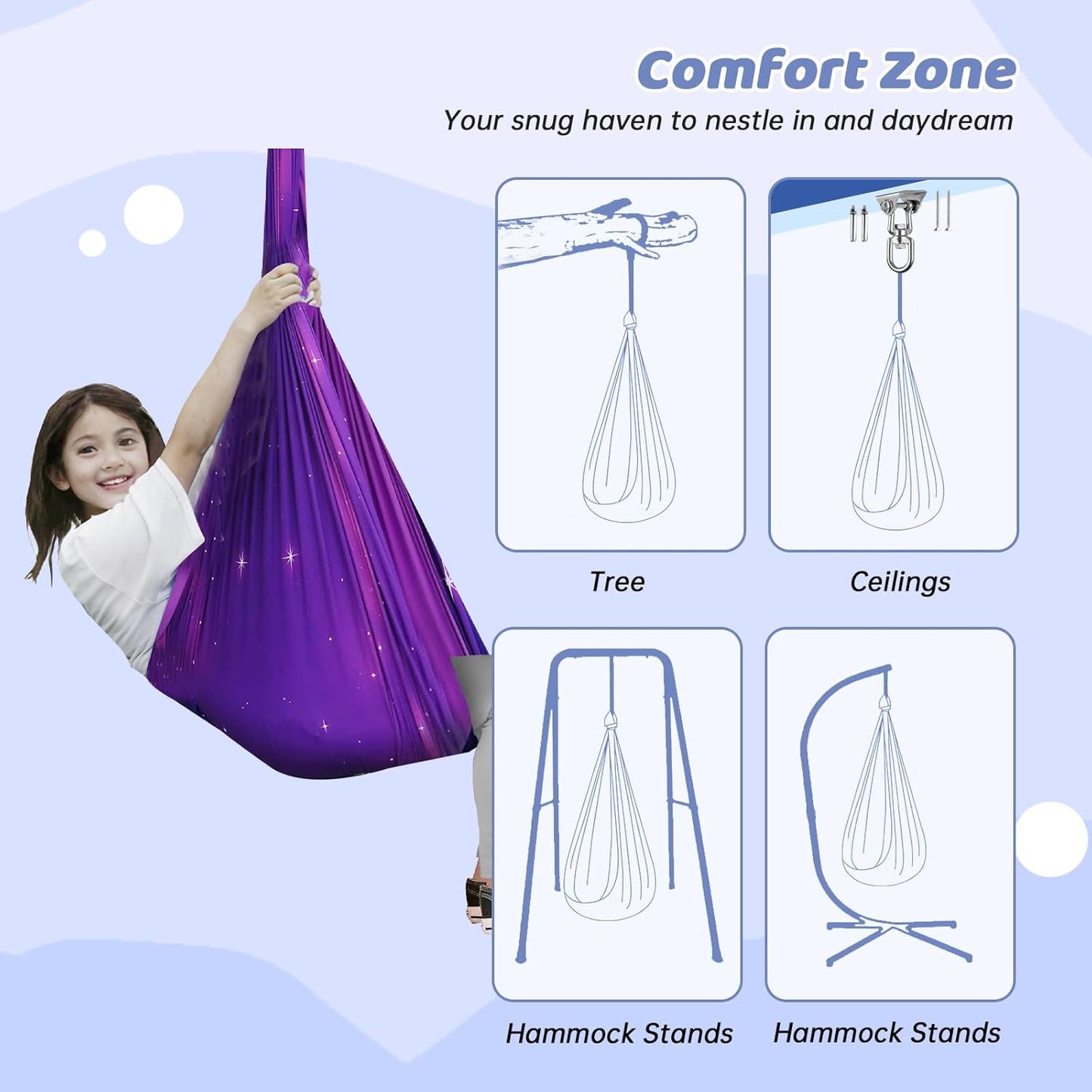Aokitec Therapy Swing for Kids with Special Needs (Hardware Included) Snuggle Swing Cuddle Hammock Indoor Adjustable Aerial Yoga for Children with Autism, ADHD, Asperger, Sensory Integration