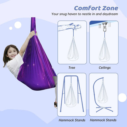 Aokitec Therapy Swing for Kids with Special Needs (Hardware Included) Snuggle Swing Cuddle Hammock Indoor Adjustable Aerial Yoga for Children with Autism, ADHD, Asperger, Sensory Integration