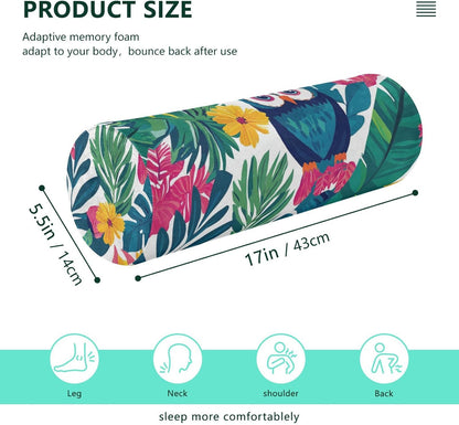 c Neck Roll Pillow Bolster Round Health Memory Foam Long Cervical Cylinder Pillows with Removable Washable Cover for Body Bed Legs Back Yoga - Colors B
