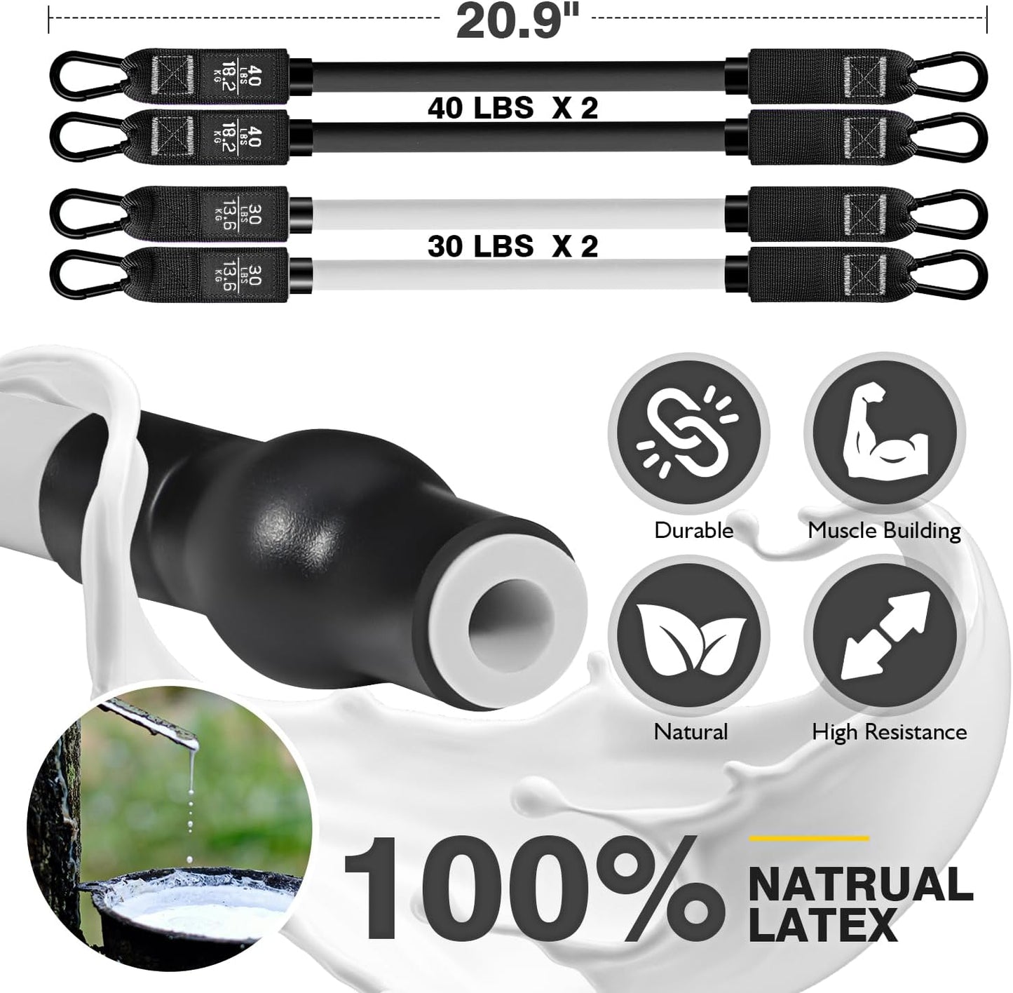 Ayombo Pilates Bar Kit with Resistance Bands, Pilates Workout Equipment for Legs, Hip, Waist, Arm, Squats Exercise Equipment for Home Workouts, Adjustable 3-Section Pilates Bar Kit for Women & Men