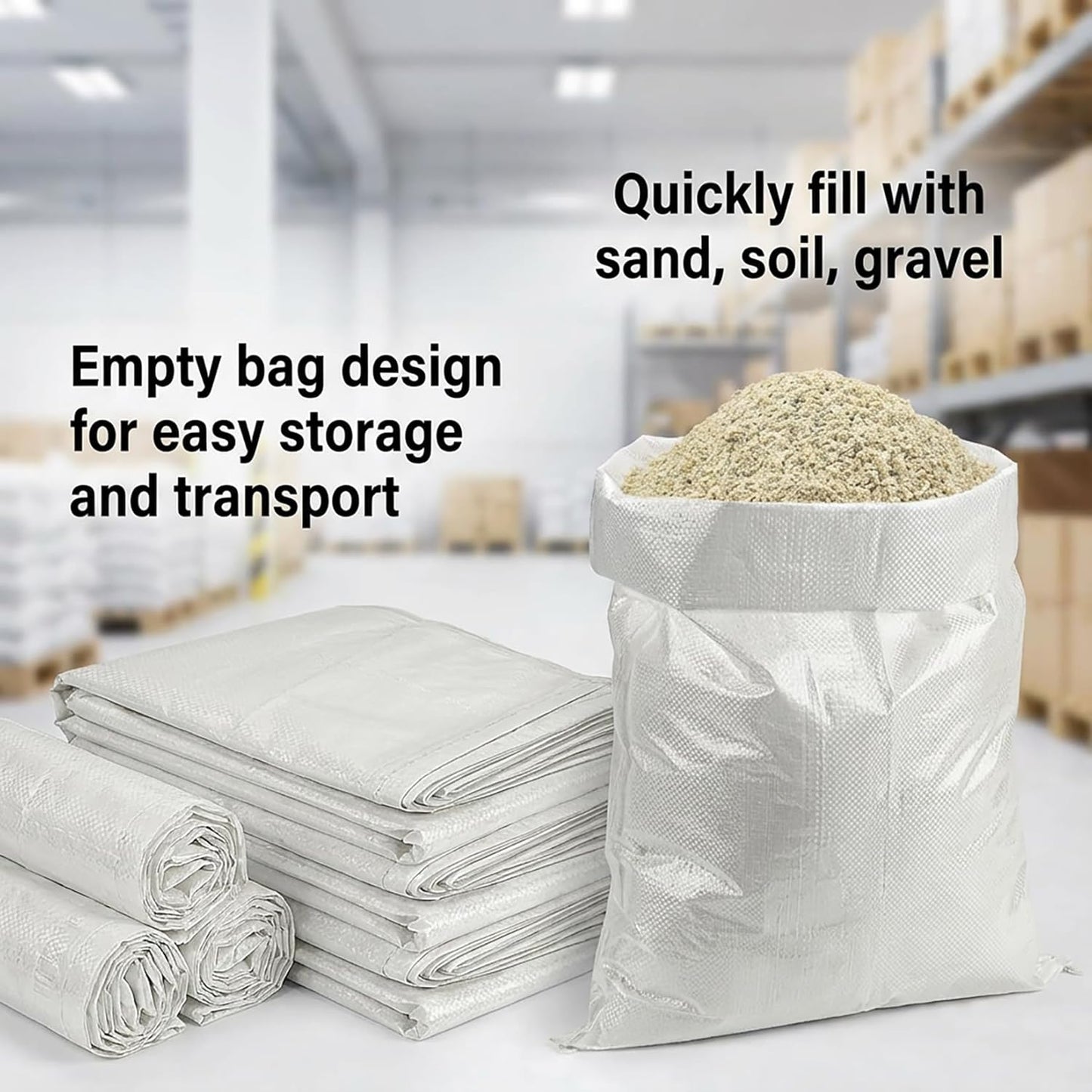 MAQIHAN Empty Sand Bags - 8PCS Woven Polypropylene Heavy Duty Tear Resistant Sandbags for Hurricane Sand Bags for Flooding Construction Project Storing Dry Materials